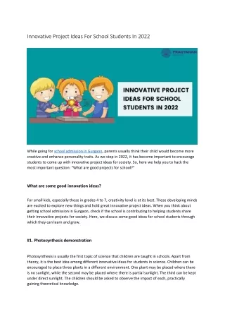 Innovative Project Ideas For School Students In 2022