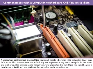 Common Issues With A Computer Motherboard And How To Fix Them