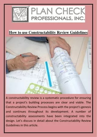 How to use Constructability Review Guidelines