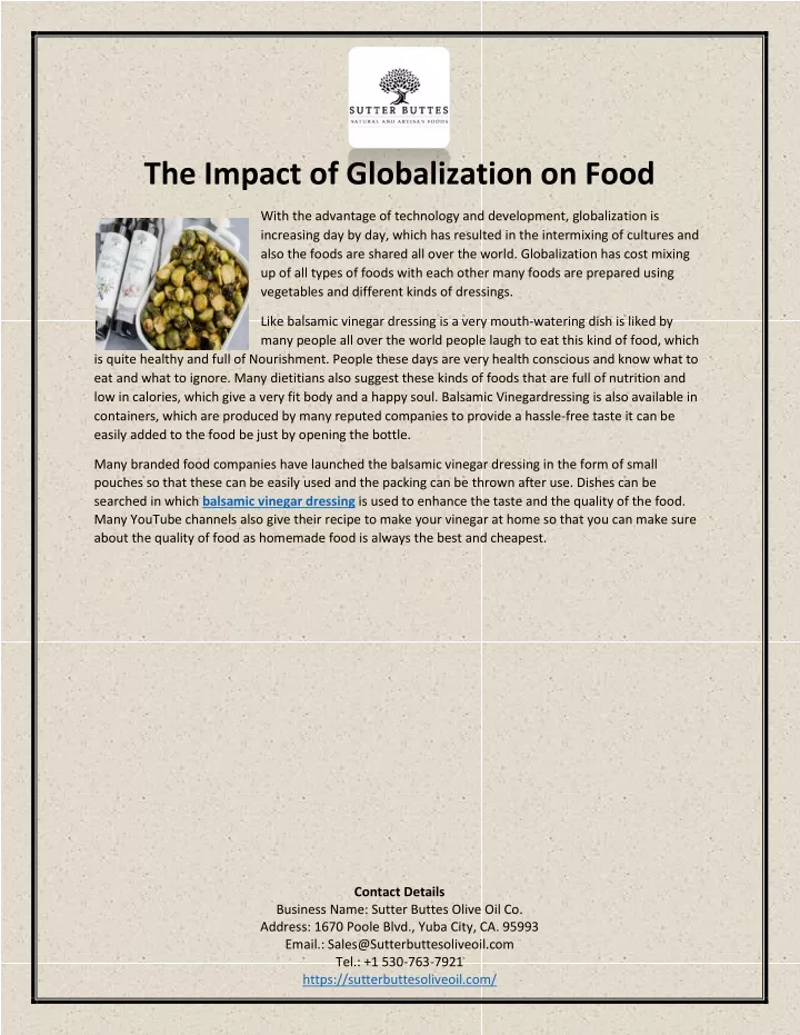 the impact of globalization on food