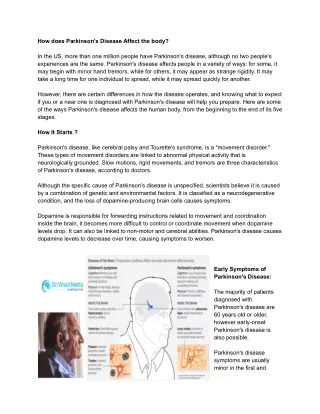 How does Parkinson's Disease Affect The Human Body | Dr. Vinod Metta