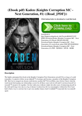 (Ebook pdf) Kaden (Knights Corruption MC - Next Generation  #1) ((Read_[PDF]))