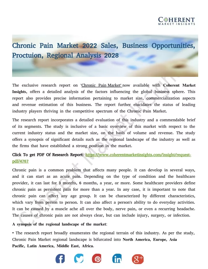 chronic pain market 2022 sales business