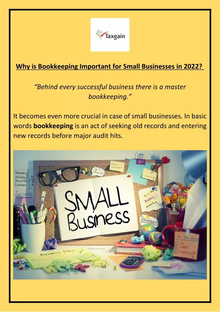 why is bookkeeping important for small businesses