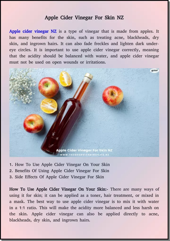 apple cider vinegar for skin nz apple cider