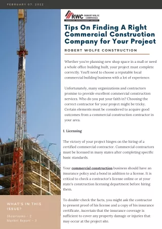 Tips On Finding A Right Commercial Construction Company for Your Project