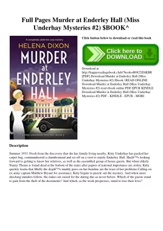 Full Pages Murder at Enderley Hall (Miss Underhay Mysteries #2) $BOOK^