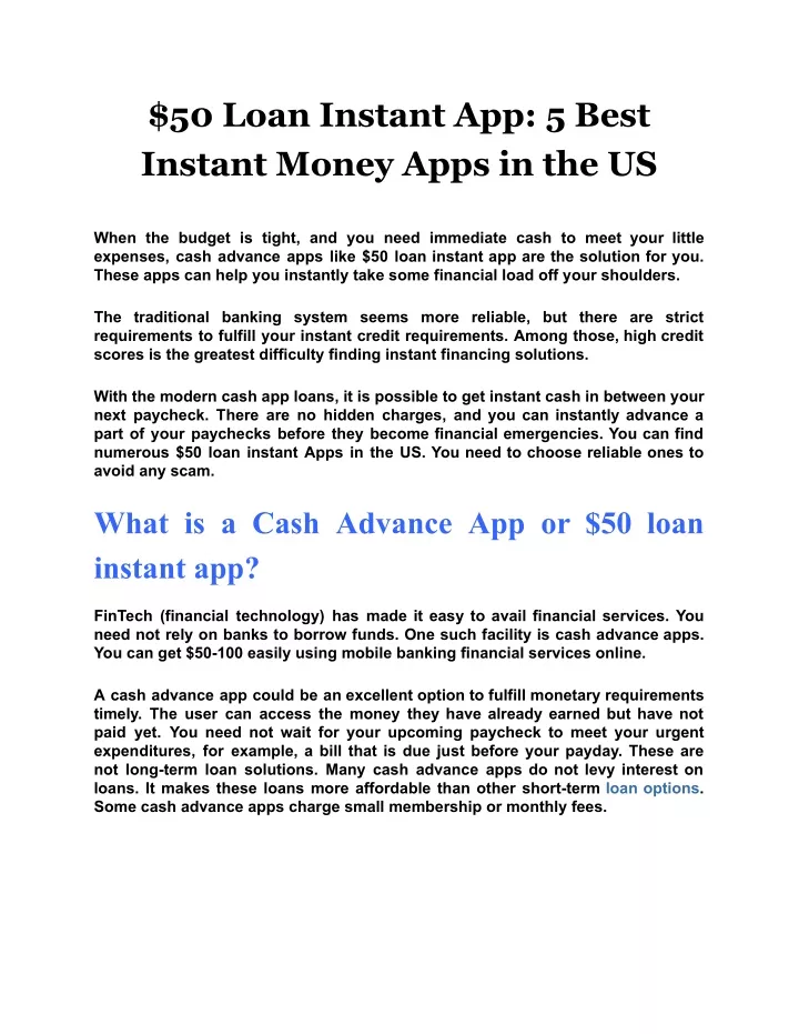 50 loan instant app 5 best instant money apps