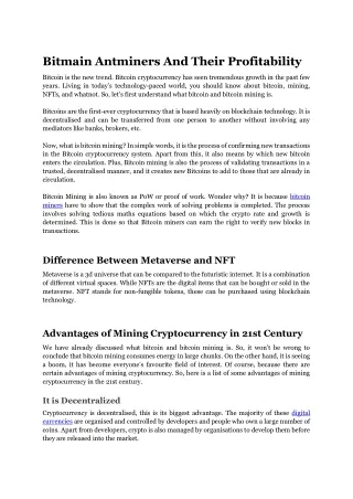 bitmain antminers and their profitability