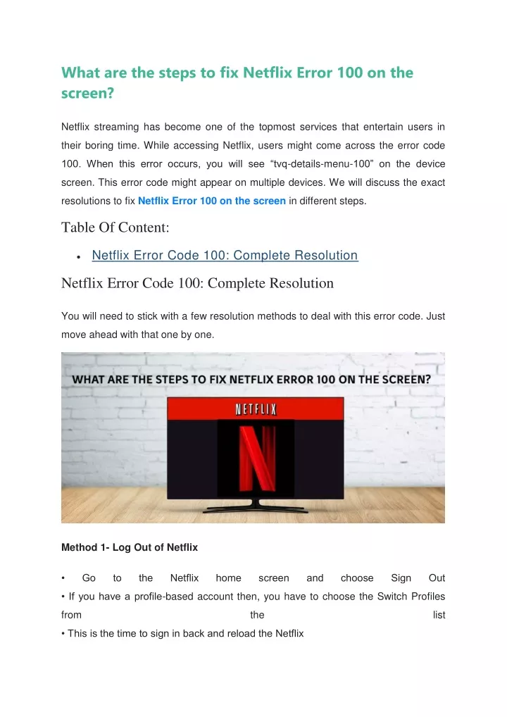 what are the steps to fix netflix error