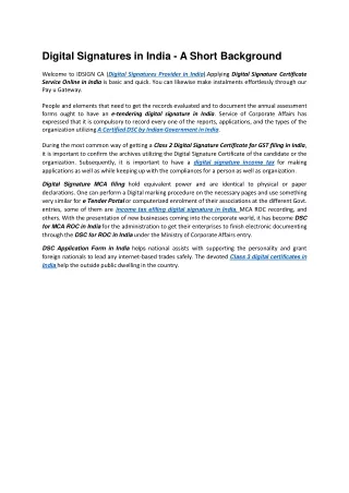 digital signatures in india a short background