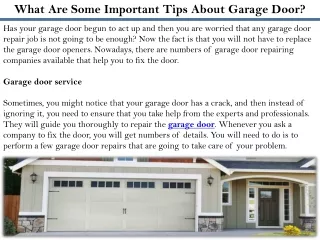 what are some important tips about garage door