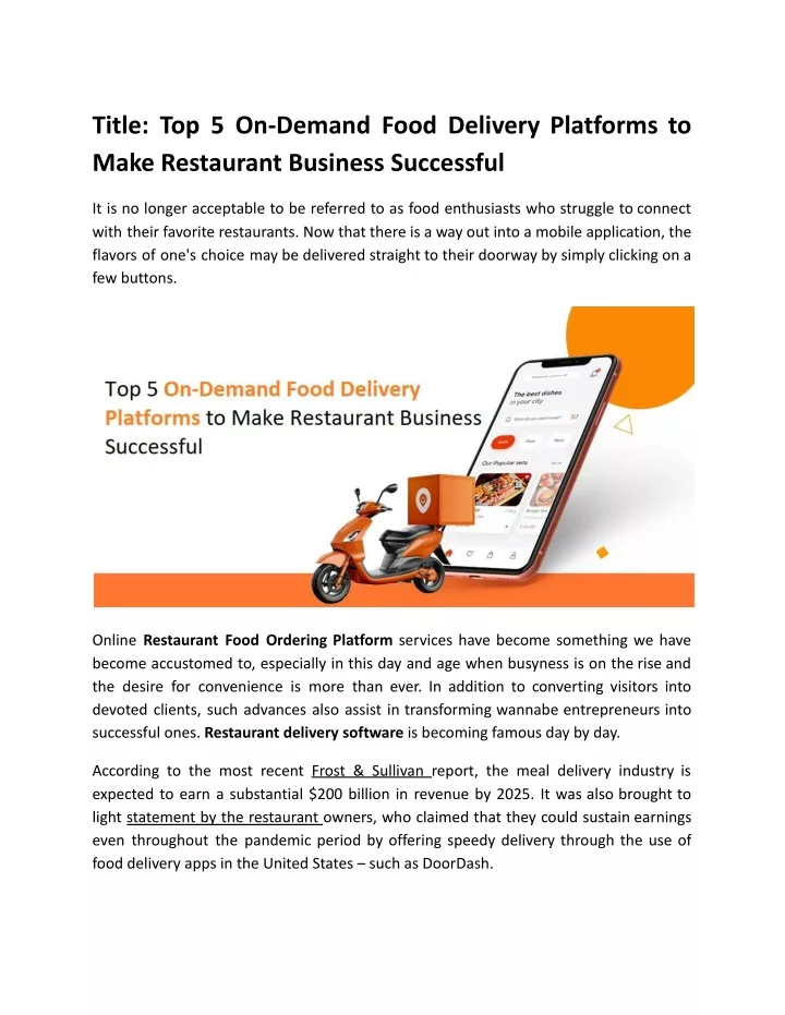 title top 5 on demand food delivery platforms