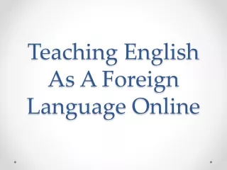 Teaching English As A Foreign Language Online