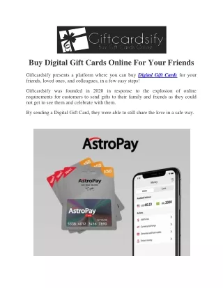 Buy Digital Gift Cards Online For Your Friends