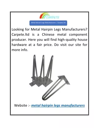 Metal Hairpin Legs Manufacturers  Carpete.ltd