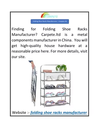 Folding Shoe Racks Manufacturer  Carpete.ltd
