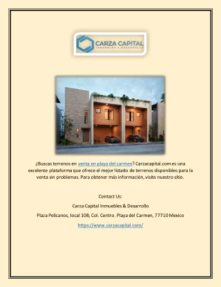 venta terrenos playa del carmen  | Carzacapital.com