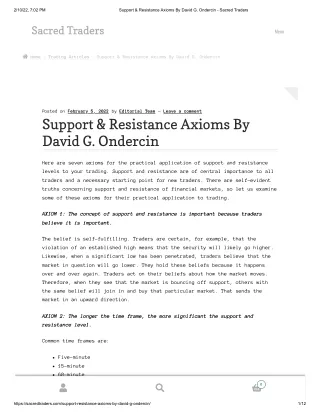 Support & Resistance Axioms By David G. Ondercin - Sacred Traders