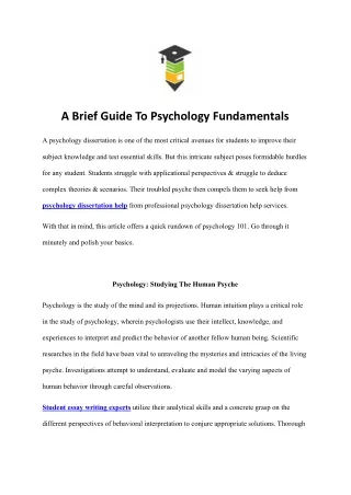 a brief guide to psychology fundamentals