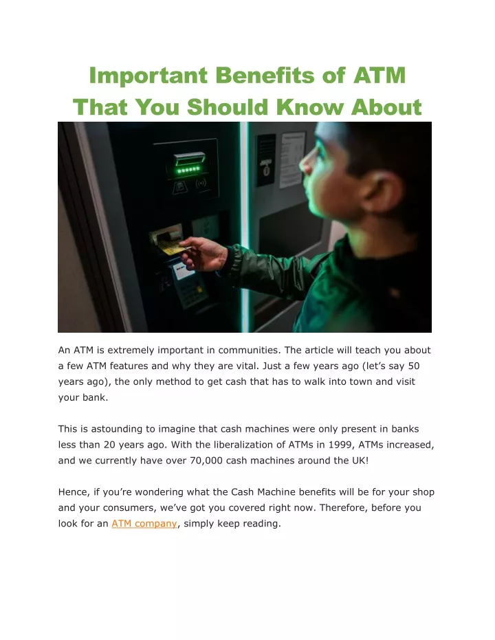 important benefits of atm that you should know