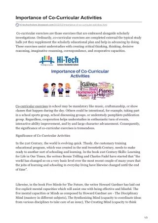 Importance of Co-Curricular Activities