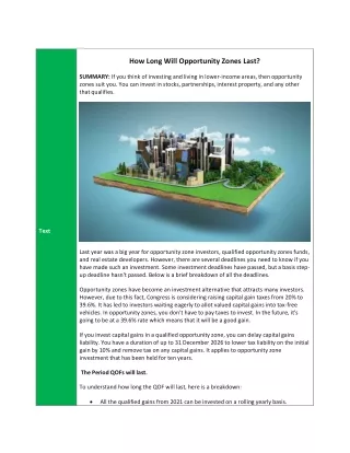 how long will opportunity zones last