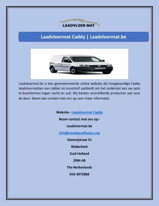 Laadvloermat Caddy Laadvloermat.be