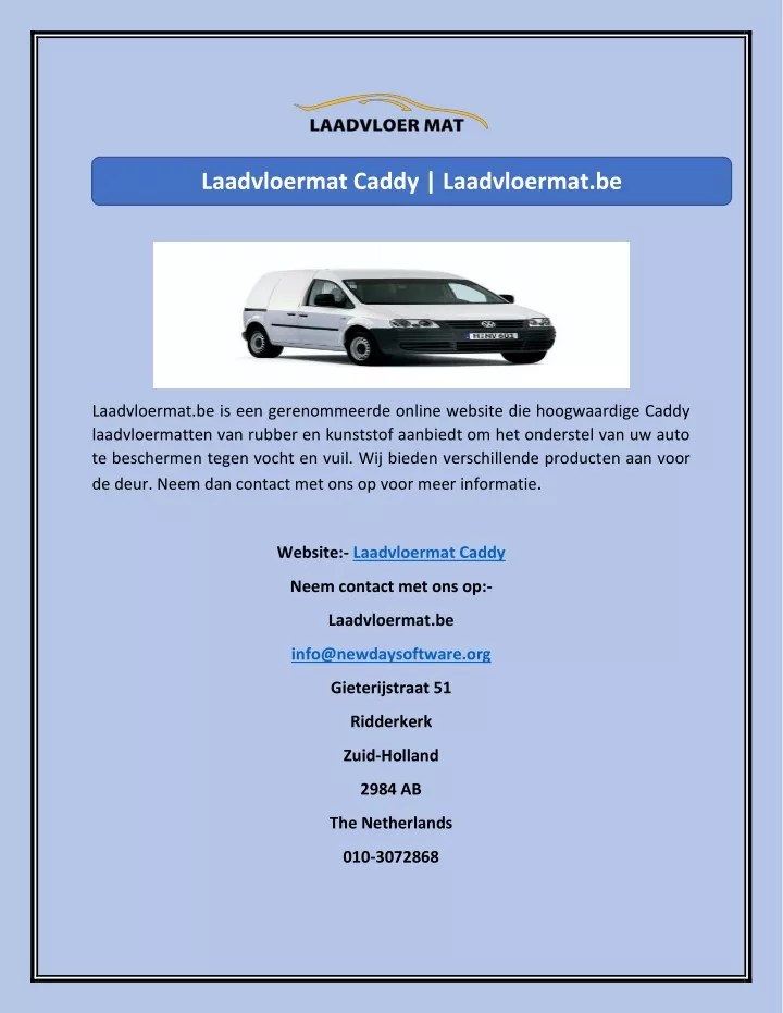 laadvloermat caddy laadvloermat be