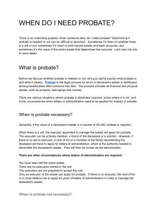 when do i need probate