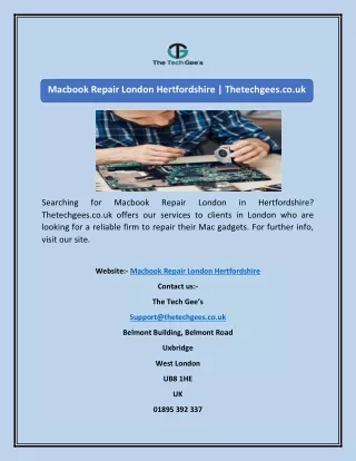 Macbook Repair London Hertfordshire  Thetechgees.co.uk