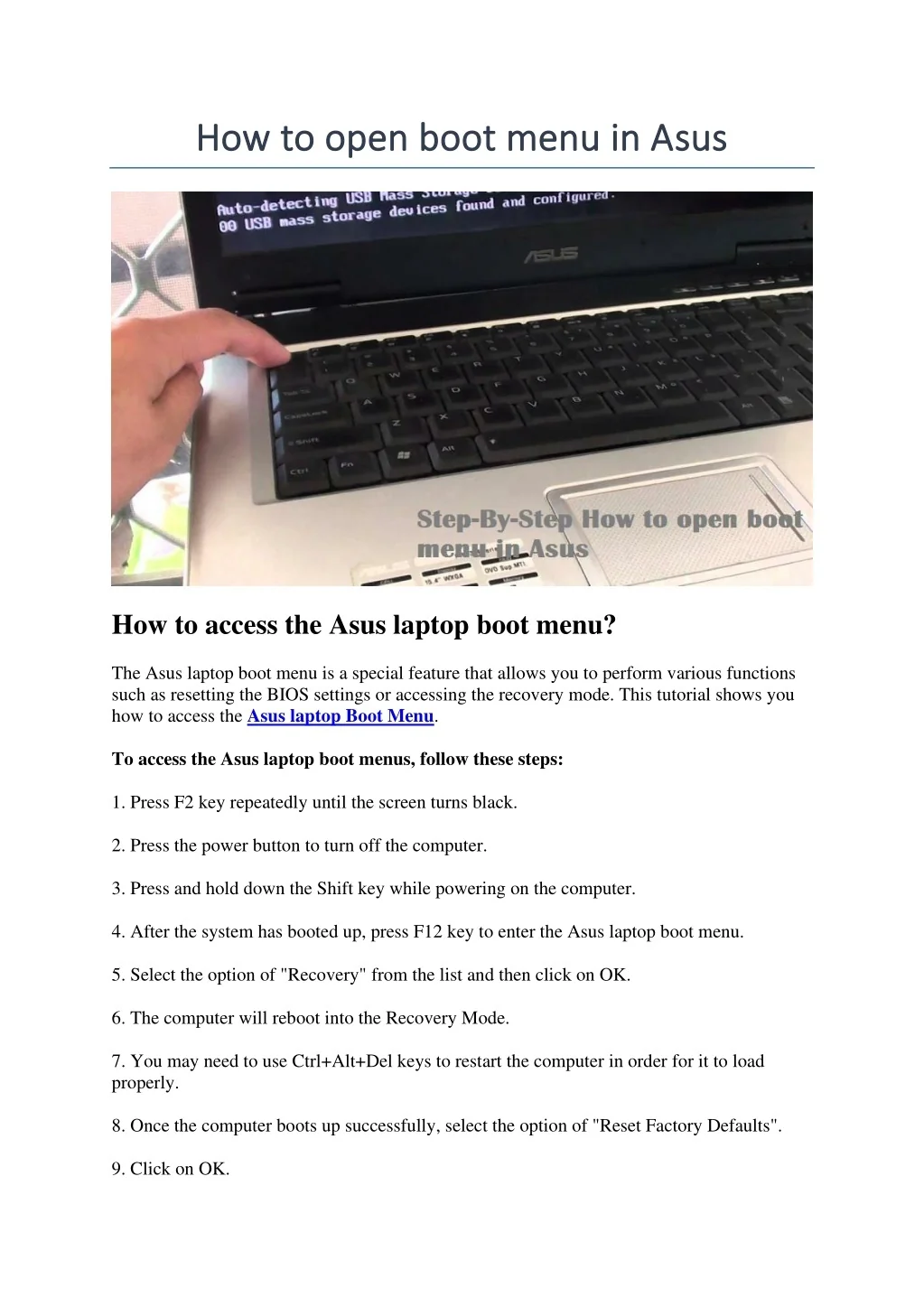 PPT - How to open boot menu in Asus PowerPoint Presentation, free ...