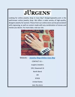 Jewelry Shop Online Coos Bay | Designmyjewelry.com