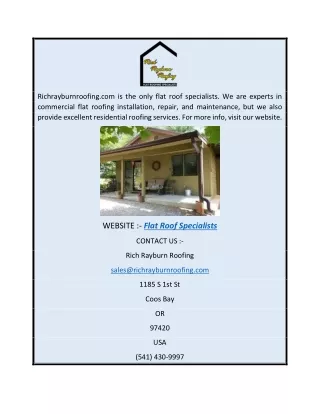 Flat Roof Specialists | Richrayburnroofing.com