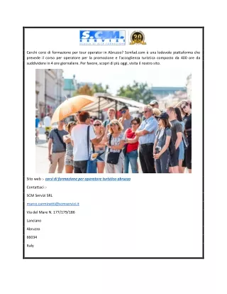 corsi di formazione per operatore turistico abruzzo  Scmfad.om