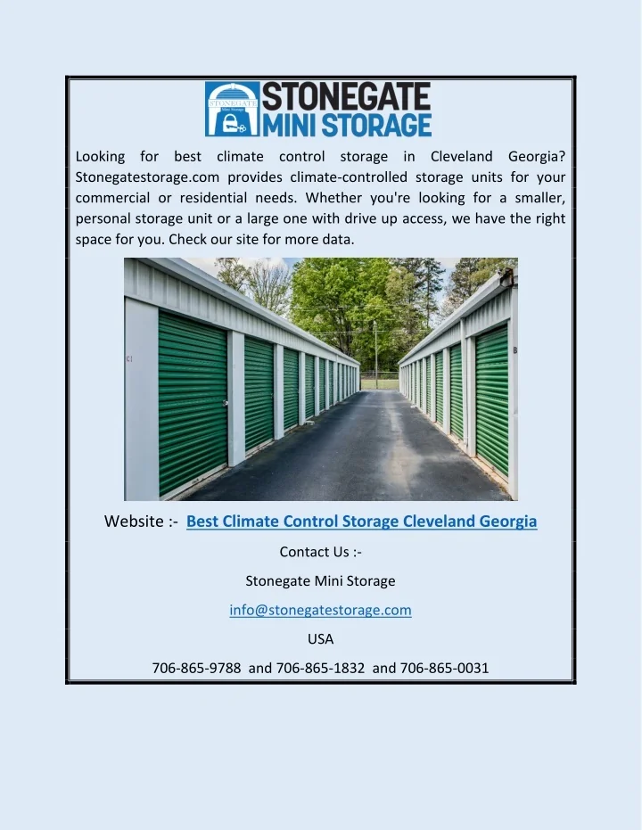 PPT Best Climate Control Storage Cleveland Stonegatestorage