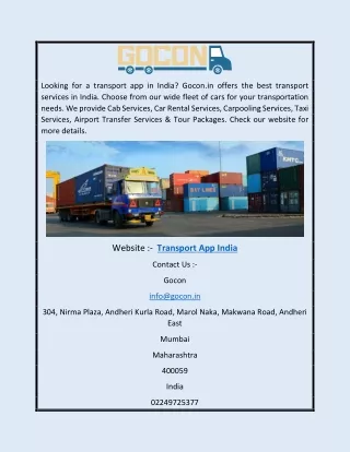 Transport App India | Gocon.in