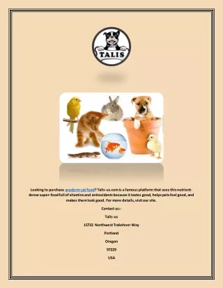 looking to purchase avoderm cat food talis
