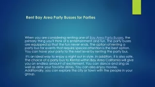 Rent Bay Area Party Busses for Parties