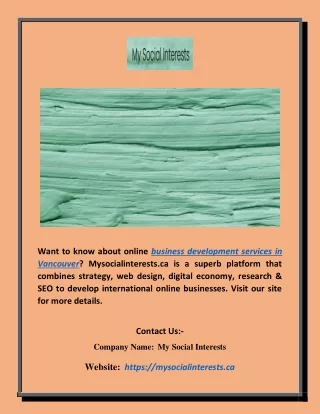 Online Business Development Services Vancouver | Mysocialinterests.ca