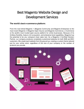 Best Magento Website Design and Development Services