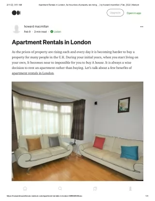 Apartment Rentals in London