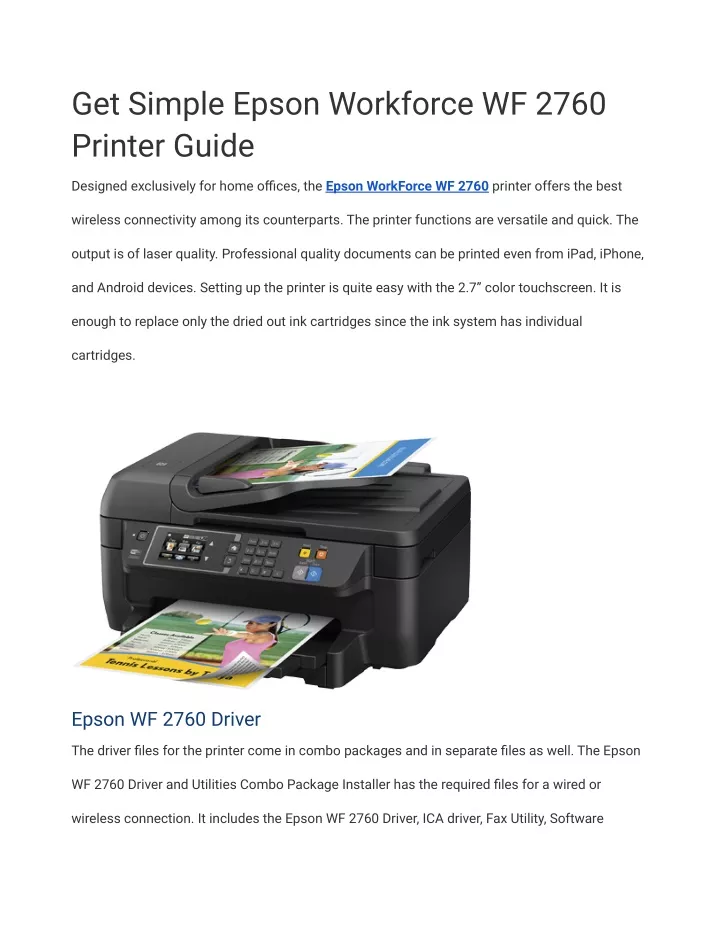 get simple epson workforce wf 2760 printer guide