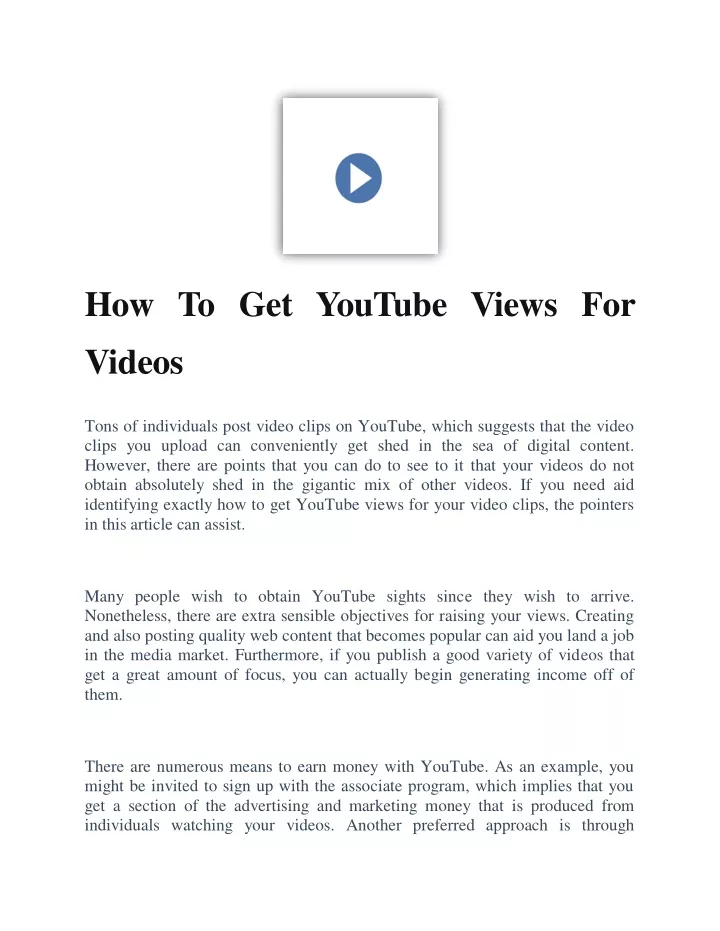 how to get youtube views for videos