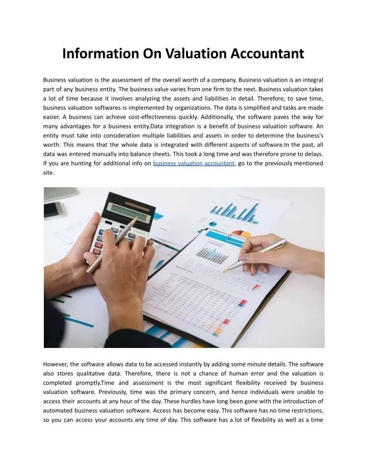 information on valuation accountant