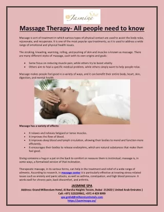 Massage Therapy All people need to know