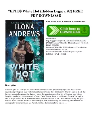 EPUB$ White Hot (Hidden Legacy  #2) FREE PDF DOWNLOAD