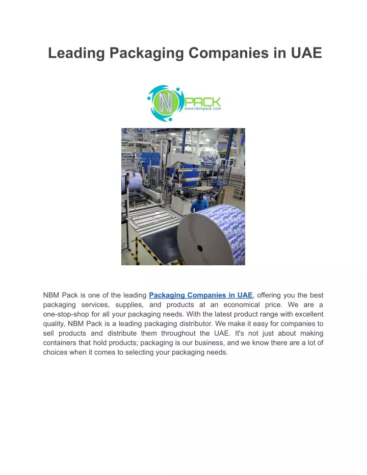 leading packaging companies in uae