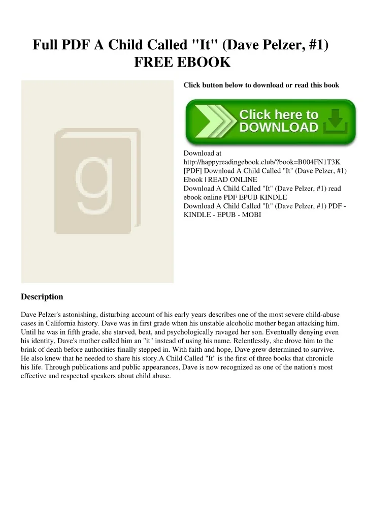 PPT Full PDF A Child Called It (Dave Pelzer 1)