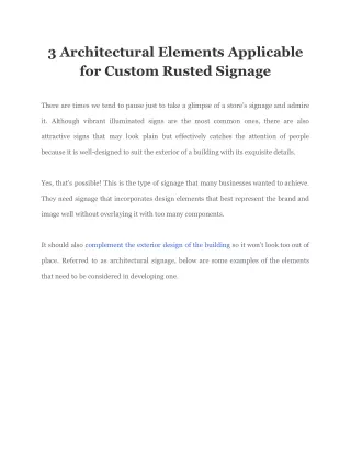 3 architectural elements applicable for custom
